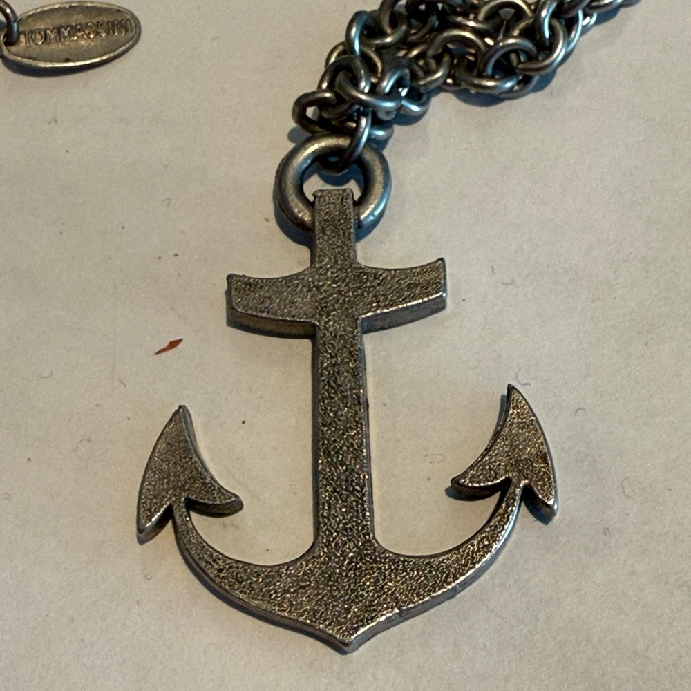 Anchor Pendant Necklace with Blue Accents - Picture 3 of 4
